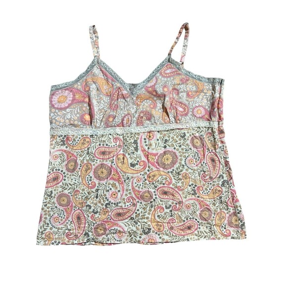 Y2K Babydoll Cami Top Paisley Lace Trim Sz XL Forest Fairy - Picture 1 of 10